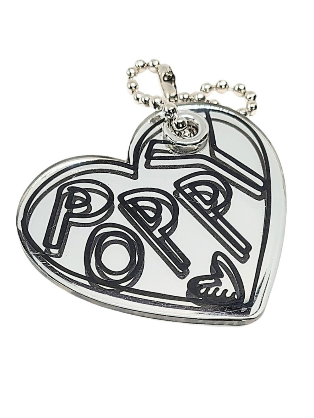 🖤 Rare Y2K Coach Poppy Heart Shaped Graffiti Mirror Hangtag Charm Keychain Fob